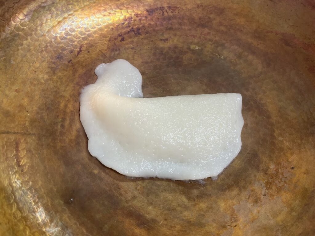 求肥が蒸しあがった状態