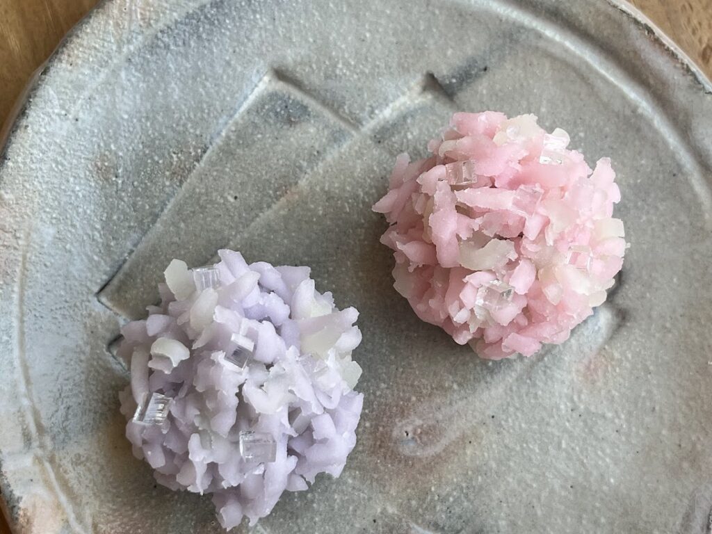 紫陽花の紫とピンク